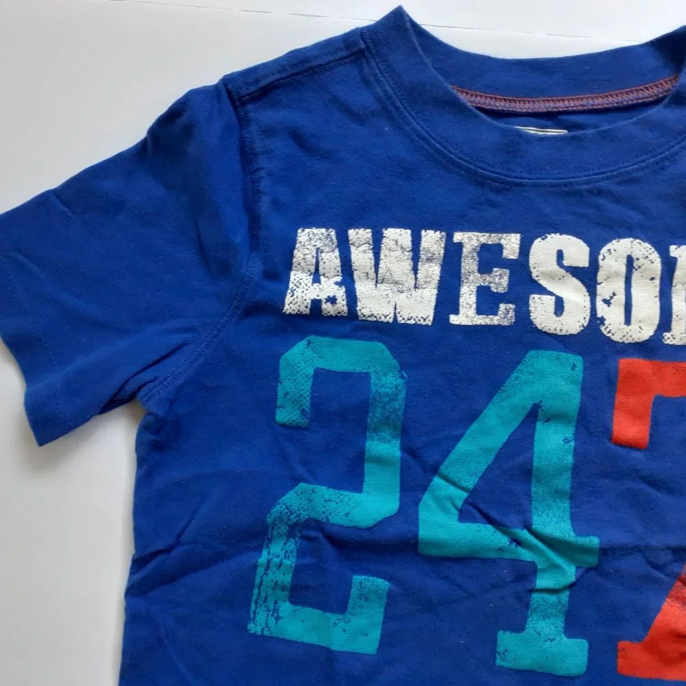 Old Navy Boys T-Shirt Blue Short Sleeve Awesome 5T